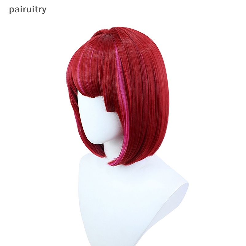Prt 1Pc Arima Kana Cosplay Wig Oshi No Ko 33cm Pendek Bobo Wig Merah Campur Pink Wig Hea PRT