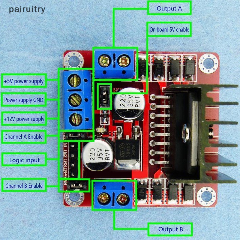 Modul Papan Driver PRT L298N Stepper Motor Mobil Pintar Robot Breadboard High Power PRT