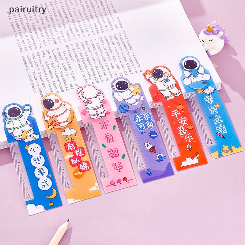 Prt 6pcs /set Kreatif Kartun Astronot Bookmark Penggaris Siswa al Penggaris Tulisan Inspiratif Bookmark Perlengkapan Sekolah PRT