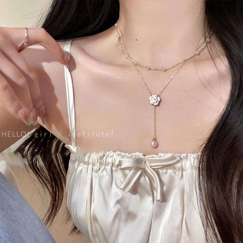 Kalung Pasangan Kupu-Kupu Hati Elegan Mutiara Rantai Choker Liontin Necklace Untuk Wanita Fashion Perhiasan Aksesoris