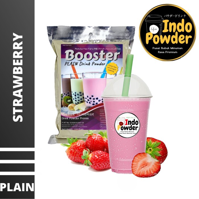 

Terjangkau~Bongkar Gudang PLAIN Bubuk Minuman STRAWBERRY 1Kg - Tanpa Gula