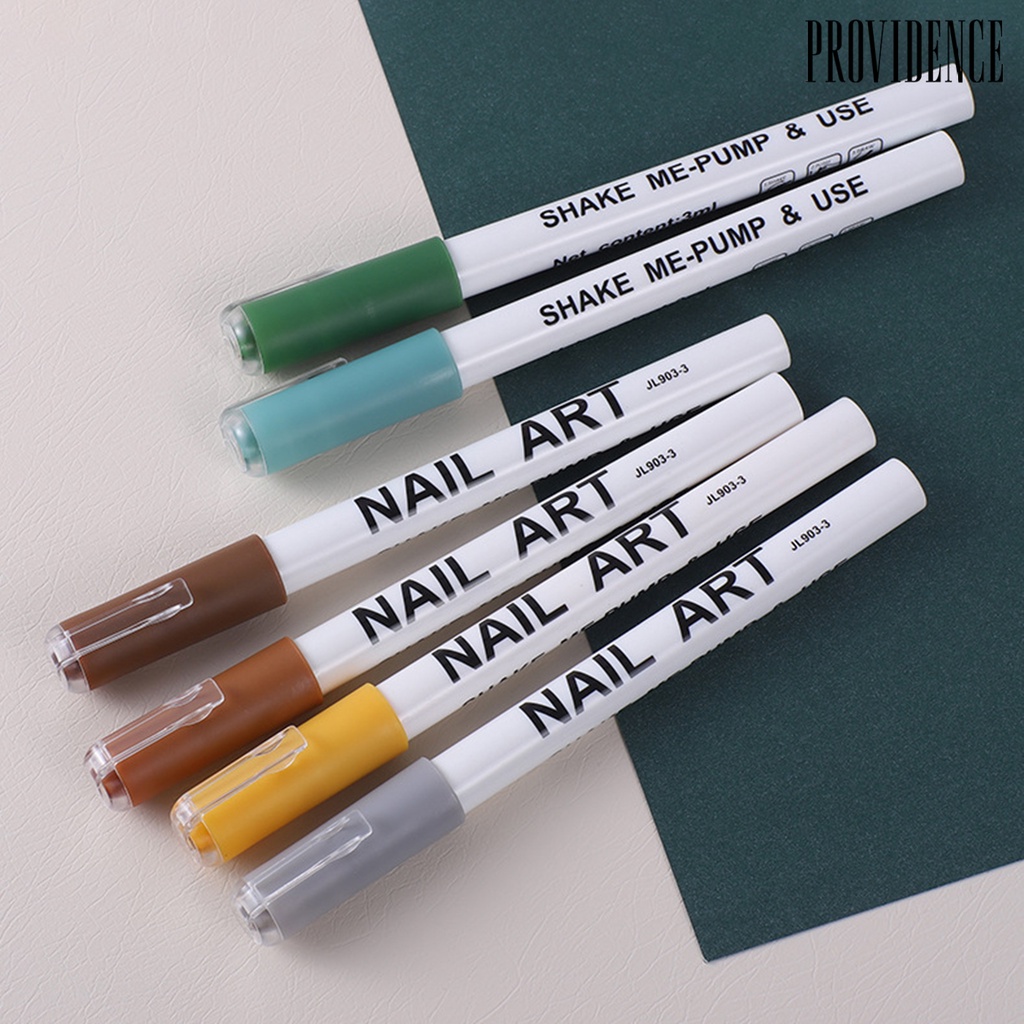 Providence 12Pcs/Set Pena Kuku Indah Mudah Digunakan Cepat Kering Ramah Lingkungan Nyaman Grip Graffiti Bahan PP Manicure DIY Nail Art Pulpen Rumah Pasokan
