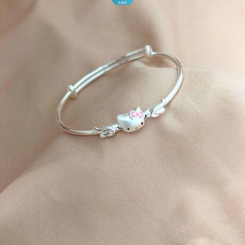 Kawaii Sanrio Hellokittys Gelang Wanita Bracelet Perhiasan Kalung Kitty Lucu Ruby Liontin Aksesoris Gadis Hadiah Mainan Anak [ZK]