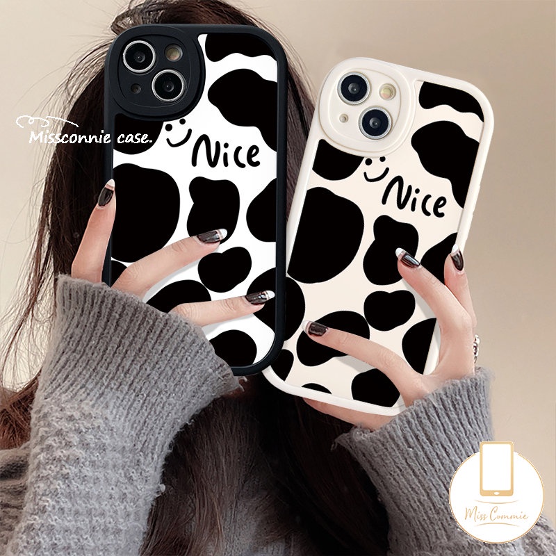 IPHONE Casing Ponsel Motif Leopard Fashion Kompatibel Untuk Iphone11 14 13 12 Pro Max XR 7 8 6 6s Plus X Xs Max SE 2020motif Sapi Senyum Lucu Lembut Tpu Pasangan Penutup Belakang