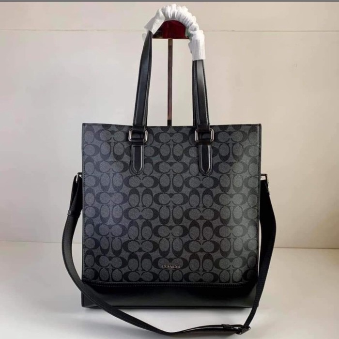 TAS  3232 6707 coach New Men'S Bag Varsity Stripe Tote Bag Shoulder - Hitam