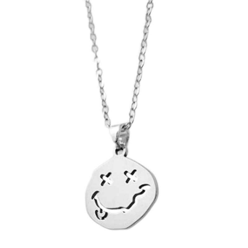 Ins Fashion Smile Pendant Kalung Pria Dan Wanita Smiley Face Kalung Kepribadian Hip-Hop Perhiasan Pasangan