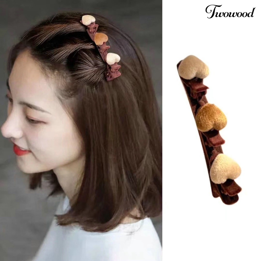 Twowood Heart Decor Elegan Sederhana Wanita Jepit Rambut Lint Double Layer Hairpin Hair Clip Aksesoris Rambut