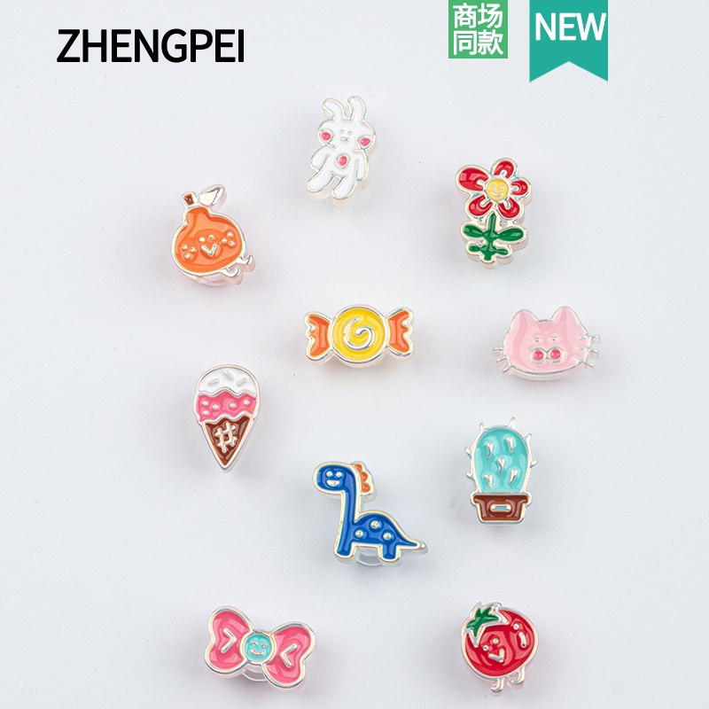 [fruit&amp;Dinosaurus]cocs Jibiz diy Shoe accessorie ins Shoe Decoration Sticker croc clog jbbitz Gesper Sepatu Untuk crocs charm pin
