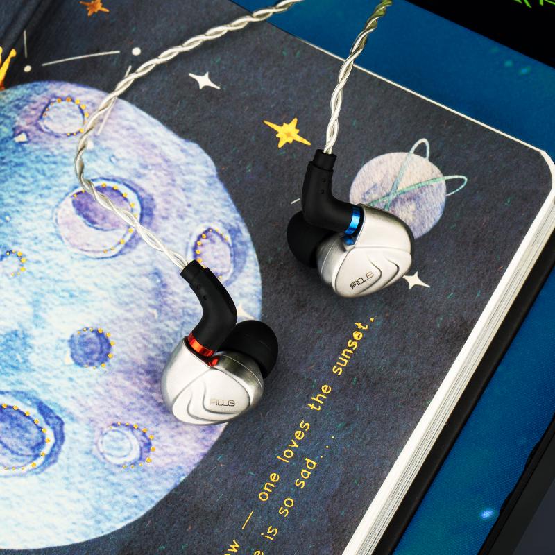 Fidue Asteroid Dual Dynamic Graphene Piezoelektrik Keramik Logam HIFI Music Monitor Audiophile MMCX Earphone Earbud Hana Rouge