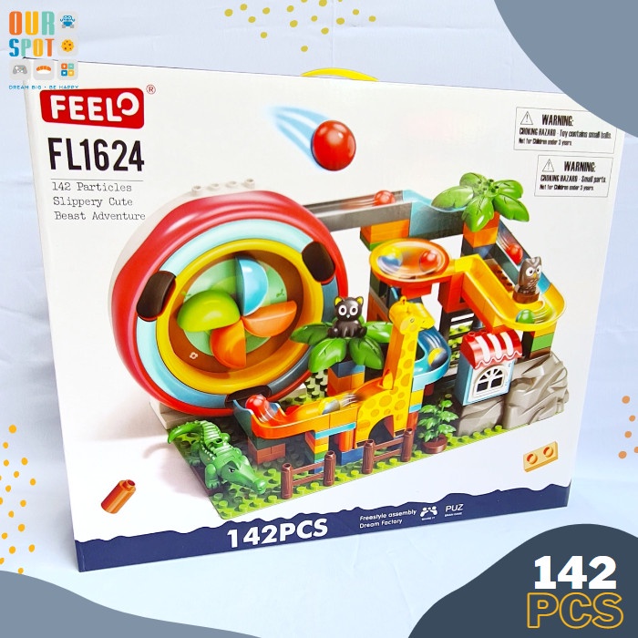 Feelo 142 pcsBuilding block animal slideway - size