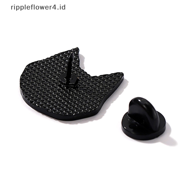 {rippleflower4.id} Gaya Punk Kecil Kartun Hitam Bentuk Kucing Logam Enamel Bros Fashion Kreatif Hewan Lencana Pin Perhiasan Hadiah Aksesoris~