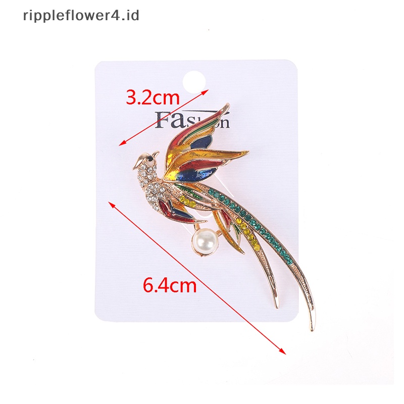 {rippleflower4.id} Bros Burung Phoenix Kristal Untuk Wanita Enamel Terbang Beauty Bird Pesta Kantor Bros Pin Hadiah Bros Tetes Minyak Phoenix~