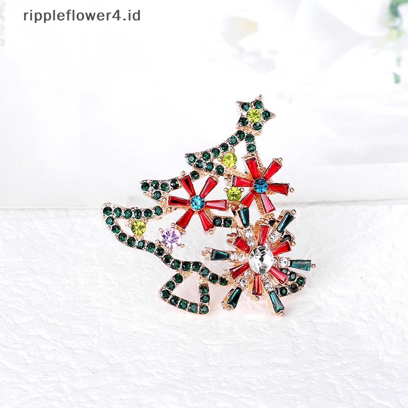 {rippleflower4.id} Mode Baru Berlian Imitasi Tahun Baru Pohon Natal Bros Untuk Wanita Pria Pesta Bunga Bros Pin Perhiasan Mantel Hadiah~