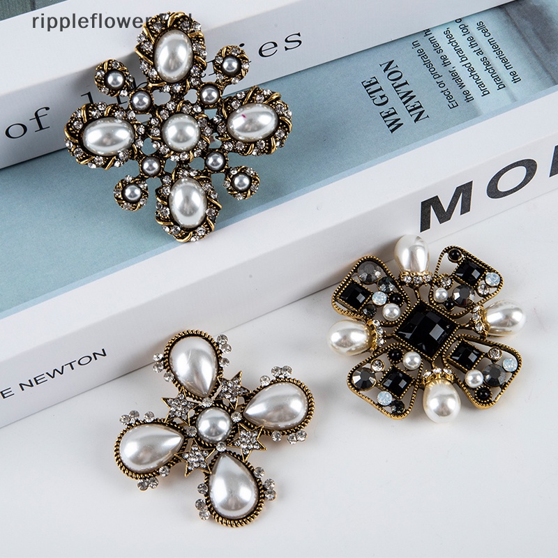 {rippleflower4.id} Retro Bros Mutiara Perhiasan Bros Pin Bros Untuk Wanita Sweater Dress~