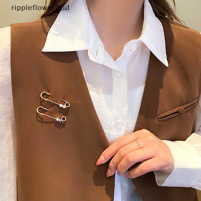{rippleflower4.id} Bros Pengencang Pinggang Wanita Bintang Cinta Menyesuaikan Bros Untuk Wanita Tetap Kerah Pin Cardigan Pin Aksesoris Pakaian~