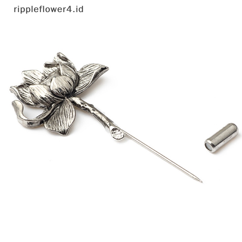 {rippleflower4.id} Warna Emas Perak Lotus Pin Bunga Bros Untuk Aksesoris Pakaian Wanita Lucu Wanita Perjamuan Pernikahan Bros Perhiasan~