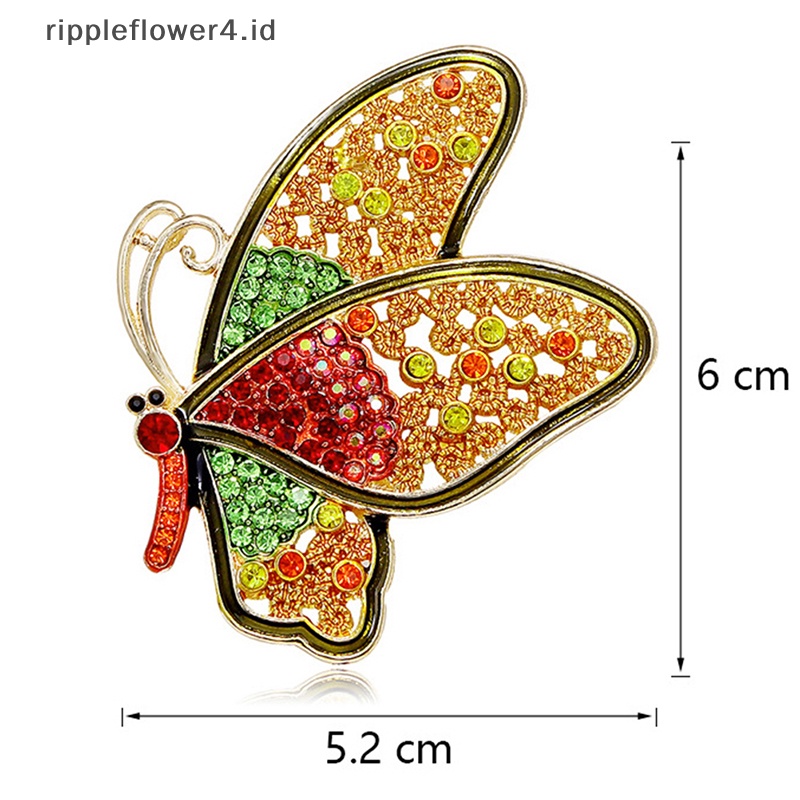{rippleflower4.id} Fashion Berlian Imitasi Serangga Kupu-Kupu Bros Pin Wanita Pesta Pakaian Syal Perhiasan Aksesoris~