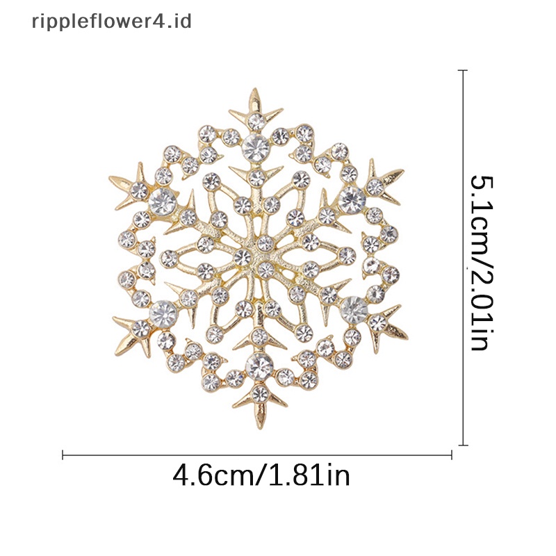 {rippleflower4.id} Beauty Snowflake Bros Untuk Wanita Unisex Natal Tahun Baru Pesta Musim Dingin Bros Pin Hadiah~