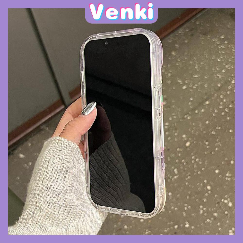 VENKI - Untuk iPhone 11 iPhone Case Laser Reflektif Transparan Ponsel Case TPU Lembut Shockproof Airbag Lucu Kreatif Kartun Kompatibel dengan iPhone 14 13 Pro max 12 Pro Max XR XR 7 8