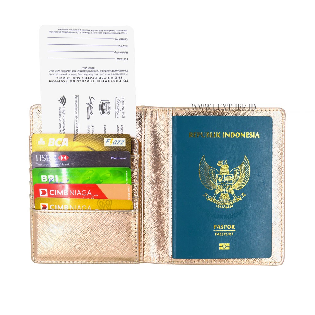 LUXTHER - Passport Flip Metalic / Passport Cover / Tempat Passport / Passport / Dompet kartu / tas wanita