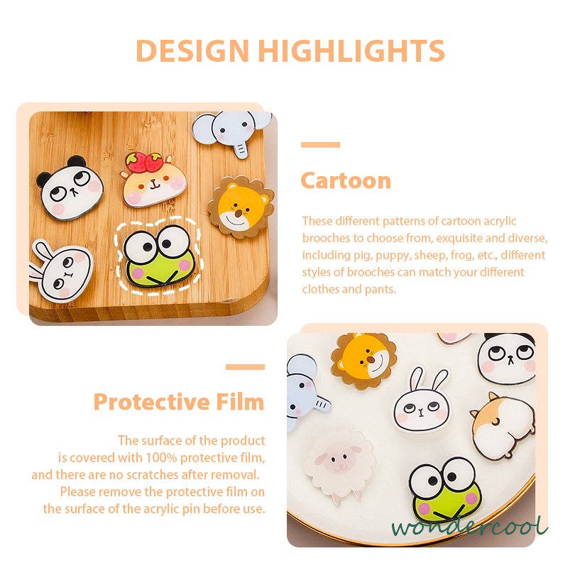 Pin Akrilik Lucu Aksesoris Seri (Animal) untuk Tas Cute Pin Brooch Pin Bros Acrylic Korean Style-Won
