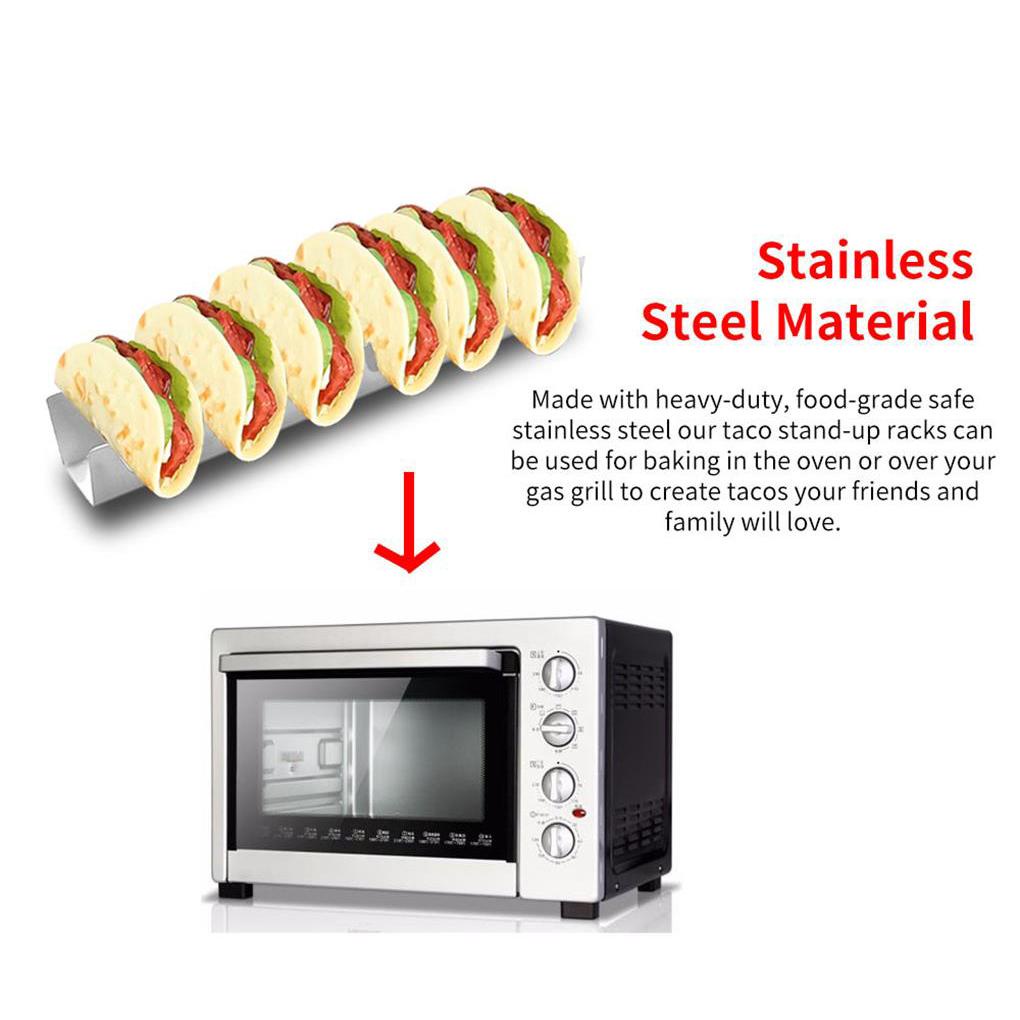 Rak Taco Stainless Steel Perlengkapan Dapur Pizza Holder Struktur Stabil Tahan Aus Stand-up Holder Rak Hot Dog