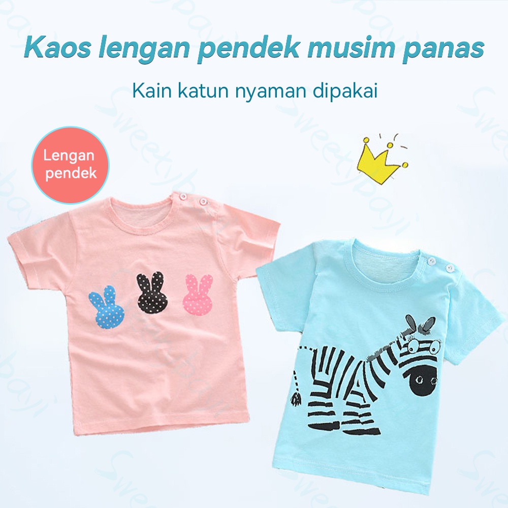 SweetyBayi Kaos baju atasan bayi anak lengan pendek Tshirt anak 0-3thn