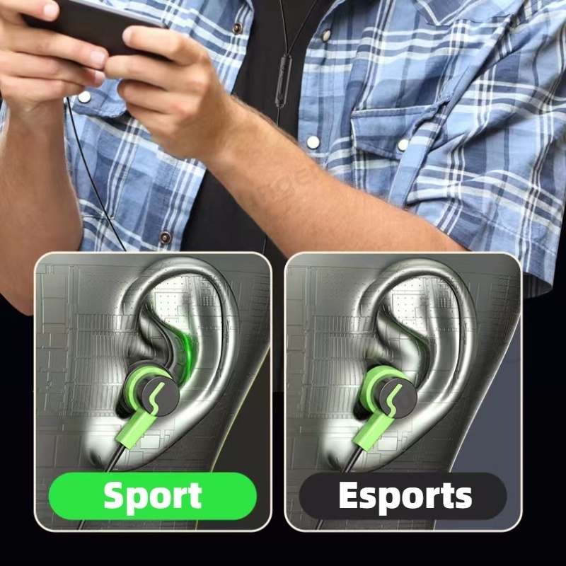 Black Shark Earbuds 3.5mm/Type C Gamer Wired Earphone Super Bass Olahraga Earphone Tahan Keringat Lari Headset Dengan Mic Ear Hook