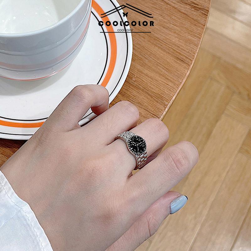 COD❤️Cincin Watch Design Emas Perak Korean Ins Untuk Pria Dan Wanita Personalize Ring- cl