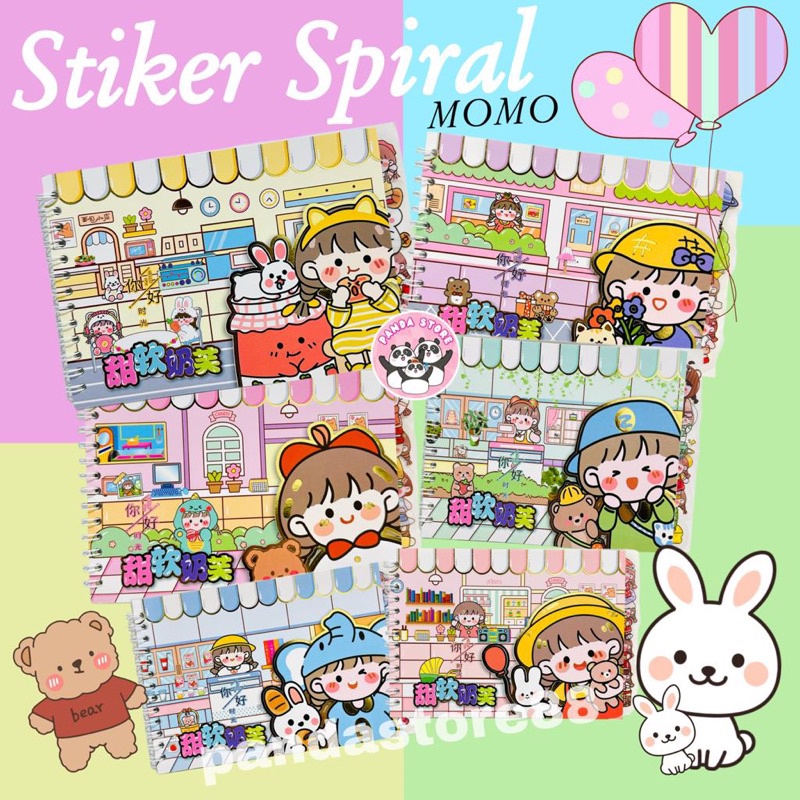 

Stiker Buku Spiral Karakter Momo Cute 4in1 Aesthetic