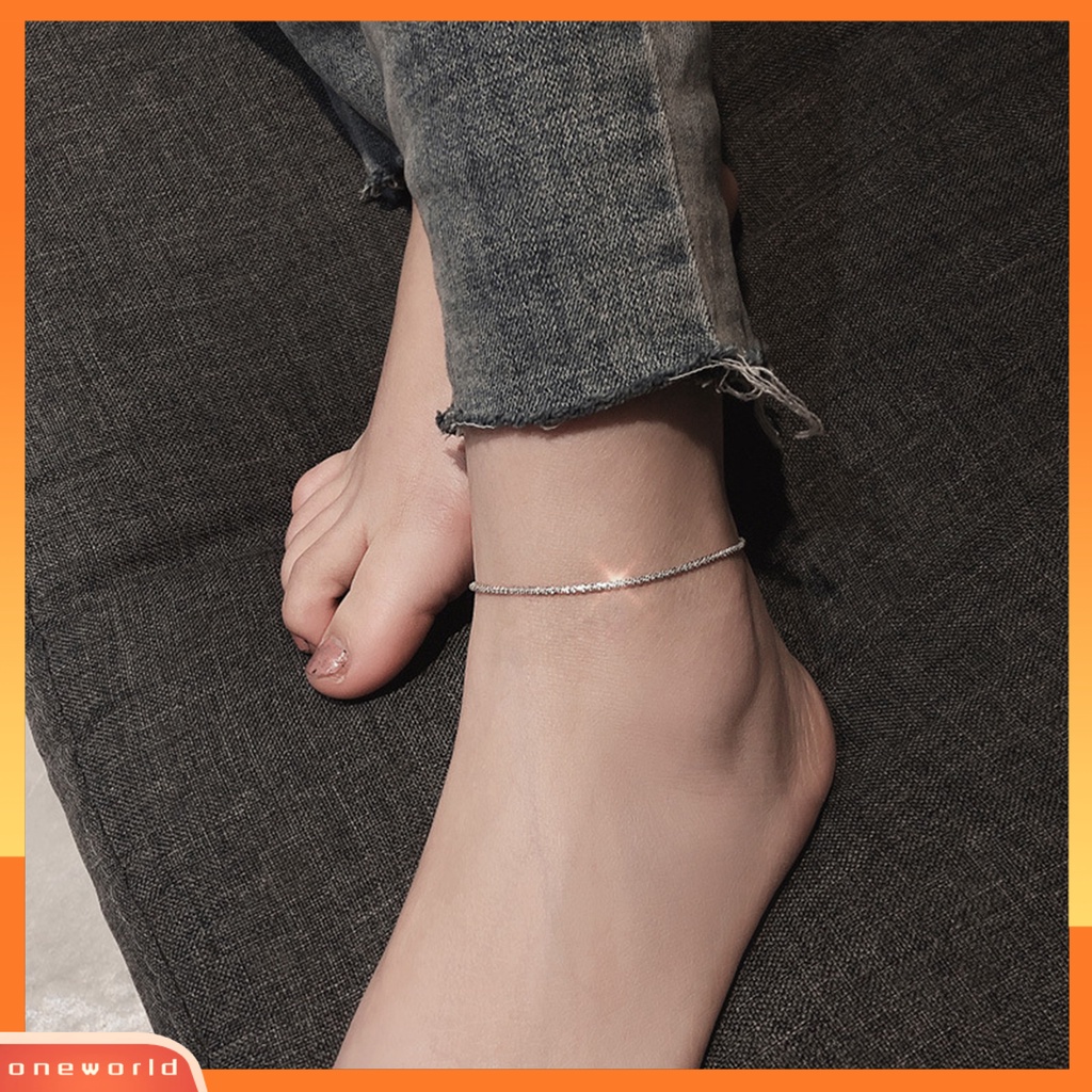 [WOD] 1pc Gelang Kaki Berkilau Dipanjangkan Rantai Anti Karat Dapat Disesuaikan Indah Hias Tipis Minimalis Shiny Chain Anklet Wanita Perhiasan