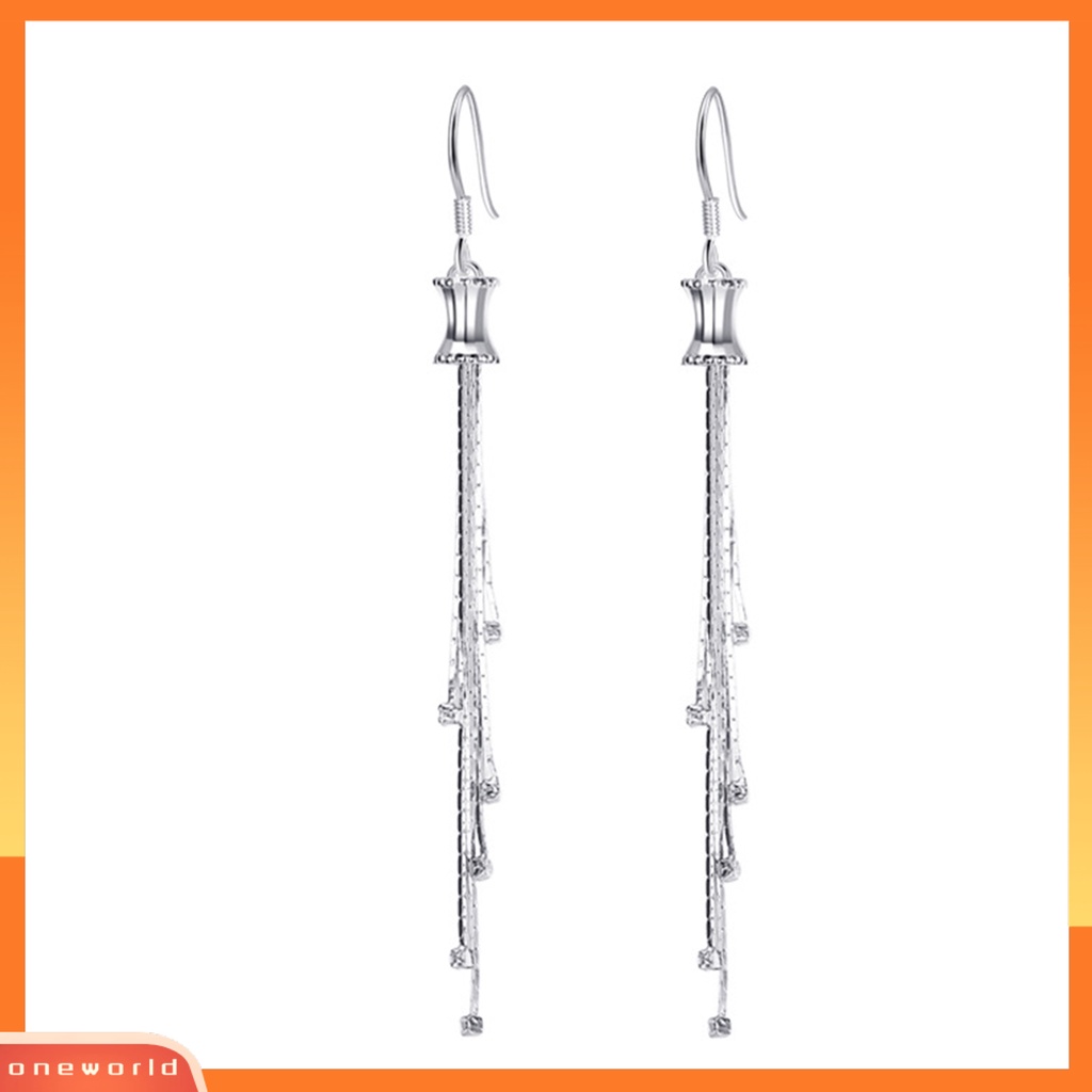 [WOD] 1pasang Anting Menjuntai Jumbai Panjang Temperamen Elegan High Gloss Cantik Hadiah Fashion Perhiasan Bling Zirkon Hook Linear Earrings Untuk Pacaran