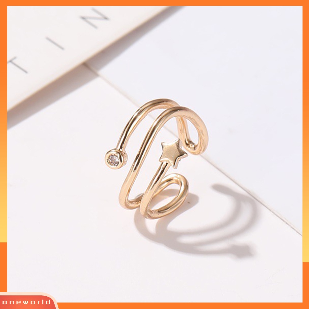 [WOD] 1pc Wanita Berlian Imitasi Bertatahkan Bintang Telinga Manset Klip On Anting Pesta Perhiasan Hadiah