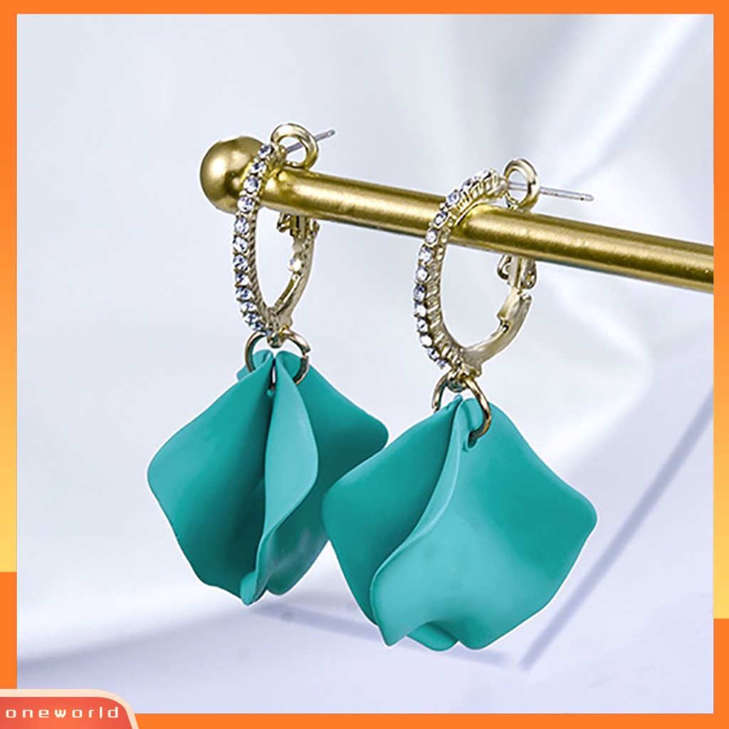 [WOD] 1pasang Anting Liontin Hias Anting Hoop Kelopak Bunga Mawar Artistik Untuk Hadiah
