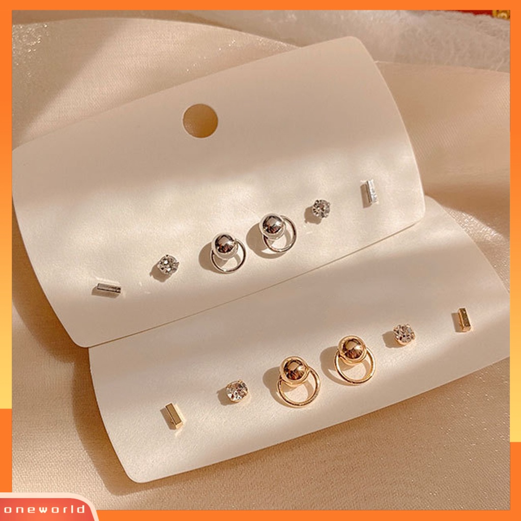 [WOD] 3pasang Anting Stud Lingkaran Berlian Imitasi Perhiasan Gaya Korea Geometris Ear Studs Hadiah Ulang Tahun