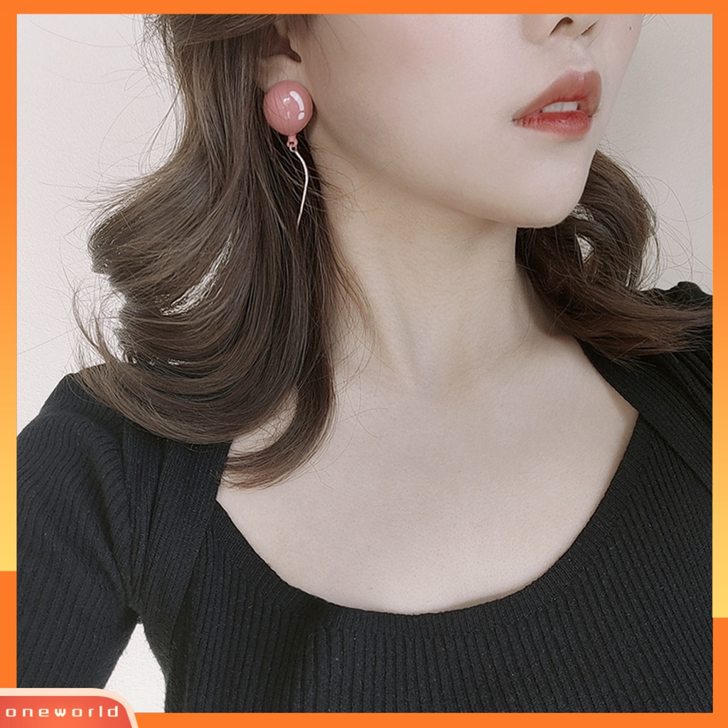 [WOD] Anting Wanita Bentuk Balon Rumbai Lucu Dicat Geometris Menjuntai Anting Untuk Pakaian Sehari-Hari