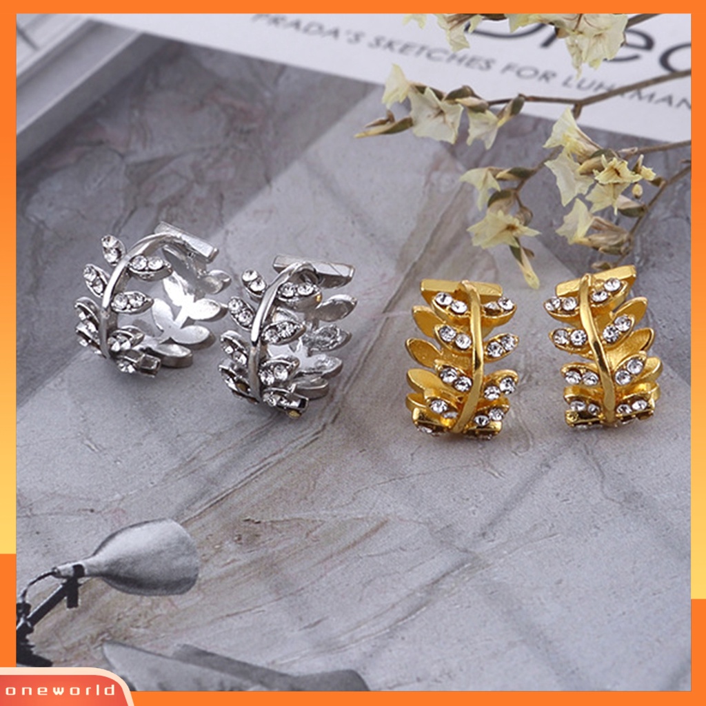 [WOD] 1pasang Huggie Earrings Tahan Korupsi Kelengketan Besar Warna Kontras Bentuk Daun Pesta Bulat Huggie Earrings Perhiasan Wanita