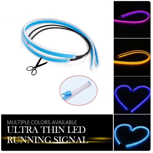 Lampu LED Alis Drl Flexibel Fleksibel Slim Mobil 45 Cm Waterproof with Running Sein 12v 12volt Motor