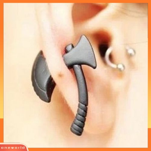 [WOD] Hatchet Stereoskopik Punk Pria Wanita Impalement Ear Stud Earring Jewelry