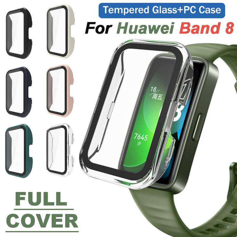 Tempered Glass+PC Bumper Pelindung Case Untuk Huawei Band8 Smartband Full Cover Pelindung Layar Nyala Untuk Huawei Band8