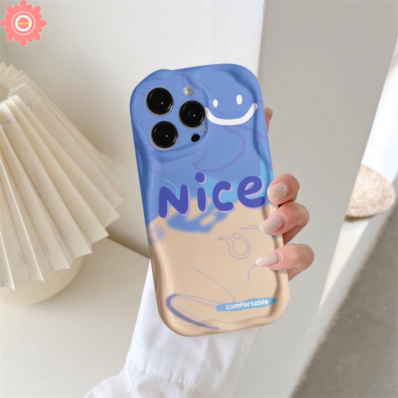 Case Pola Sambungan Bunga Kisi Smiley Lucu Kompatibel Untuk IPhone 7Plus 11xr 14 13 12 Pro Max X7 6s 6 8 Plus XS Max SE 2020lembut Tpu 3D Wavy Curved Edge Glossy Cover