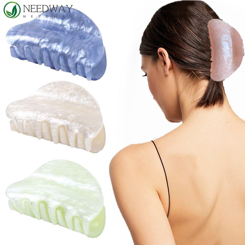 Needway Claw Clip Aksesoris Rambut Fashion Wanita Marmer Bertekstur Disk Rambut Akrilik Jepit