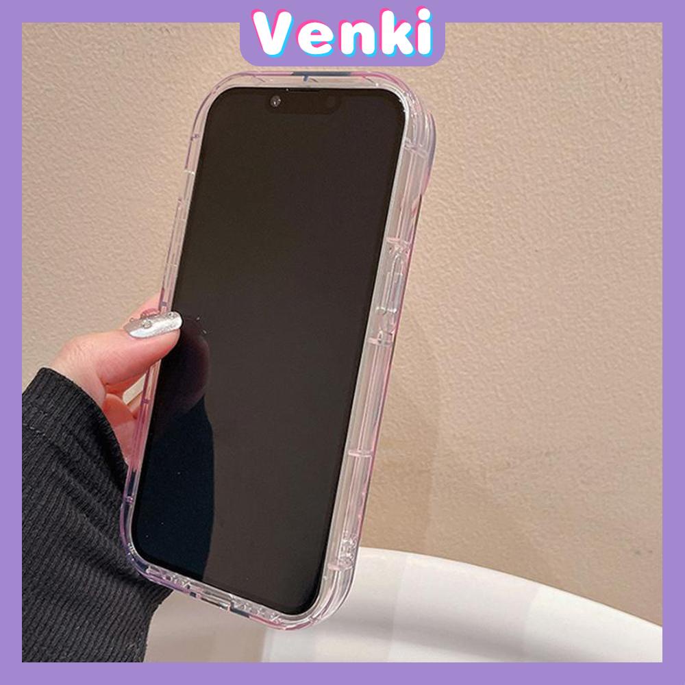 VENKI - iPhone Case untuk iPhone 11 Laser Reflektif Bening Ponsel Case TPU Lembut Shockproof Airbag Case Sederhana Hitam Hati Kompatibel dengan iPhone 14 13 Pro Max 12 Pro Max XR XR 7 8Plus