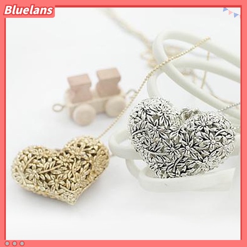 [BLS] Perhiasan Fashion Wanita Berongga Pernyataan Hati Bib Liontin Rantai Choker Kalung