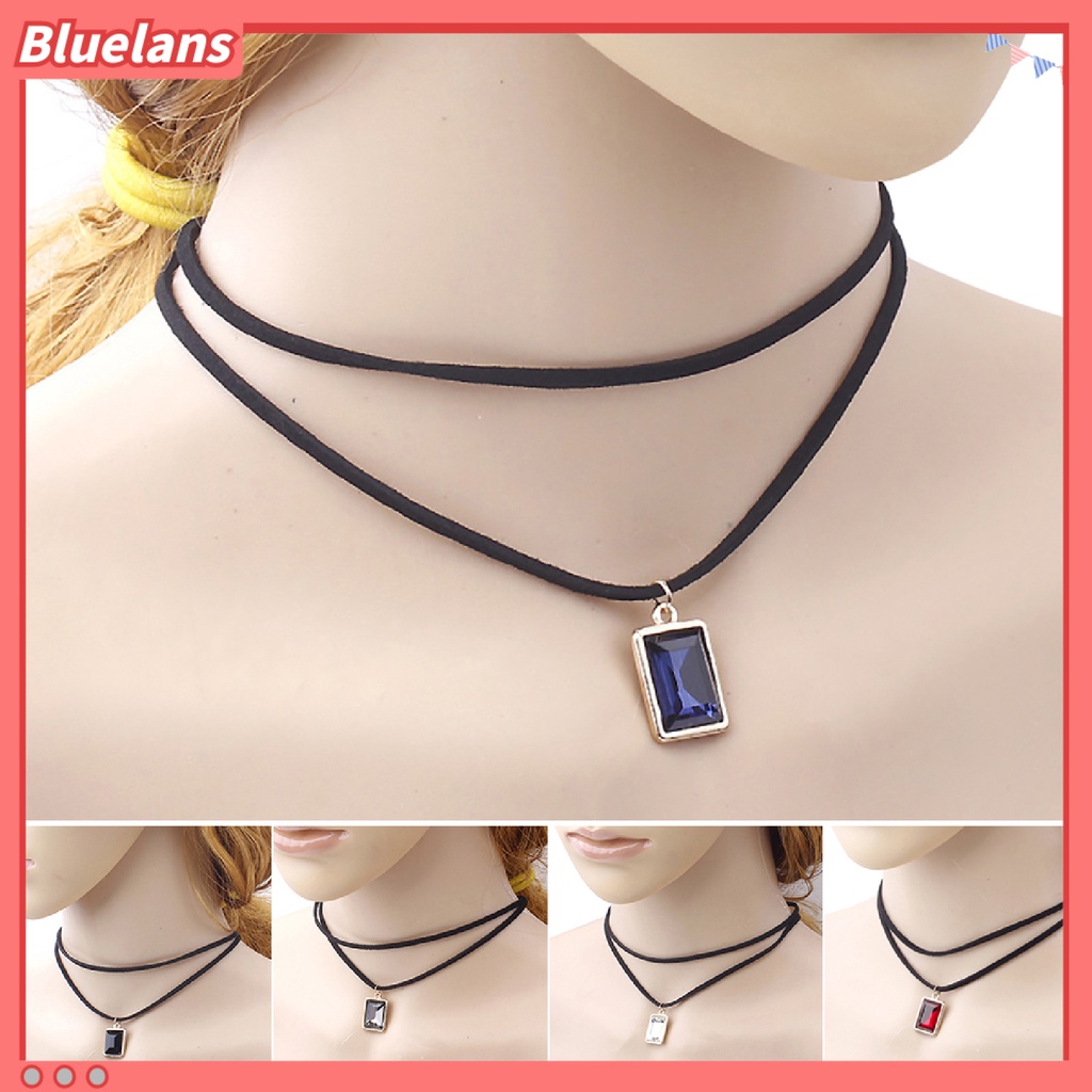 [BLS] Neckband Choker Double Layers Rantai Pendek Beludru Hitam Beludru Tahan Lama Untuk Pesta