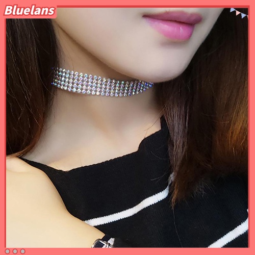 [BLS] Fashion Wanita Penuh Berlian Imitasi Berkilau Choker Kerah Pendek Kalung Perhiasan