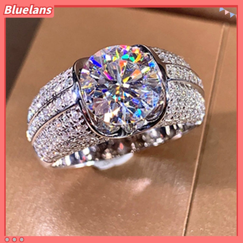 [BLS] Cincin Wanita Temperamen Sederhana Alloy Cubic Zirconia Tertanam Hadiah Ideal Cincin Jari Untuk Pesta