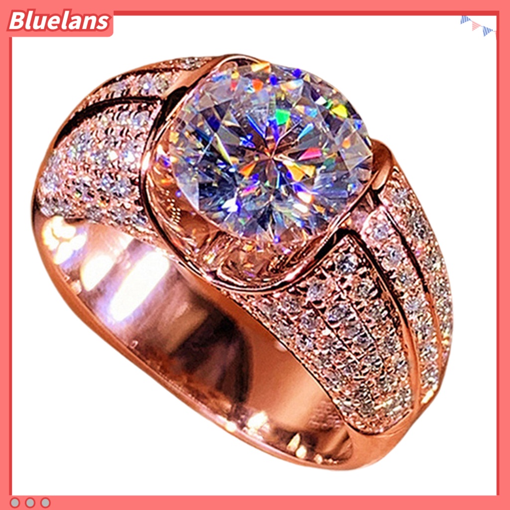 [BLS] Cincin Wanita Temperamen Sederhana Alloy Cubic Zirconia Tertanam Hadiah Ideal Cincin Jari Untuk Pesta