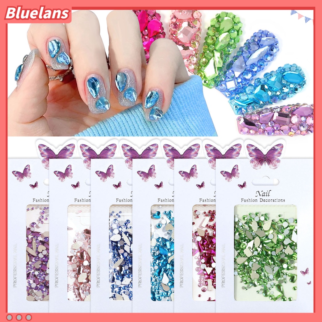 [BLM] 1bag Dekorasi Kuku High Gloss Bentuk Campur Ringan Flat Bottom Special-shaped Nail Rhinestone Untuk Wanita