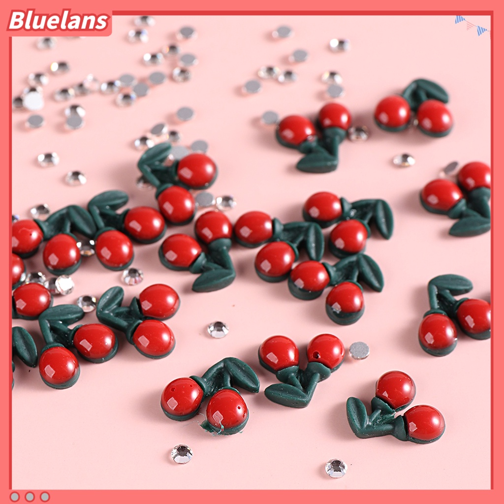 [BLM] 20 /40 Pcs Dekorasi Kuku Datar Kembali Cherry Charms Nail Tips Aksesori Kreatif 3D Manicure Craft Ornamen Perlengkapan Kuku